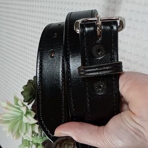 Don Hume Black Leather Belt With Solid Brass Buckle Size Large B109